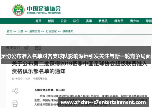 足协公布准入名单对各支球队影响深远引发关注与新一轮竞争局面